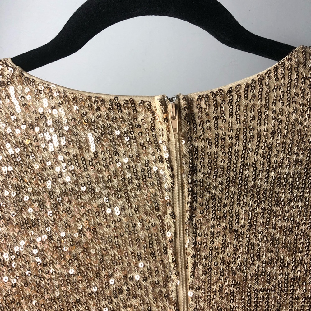 AKIRA Gold Sequin Long-Sleeve Mini Dress - Picture 6 of 10